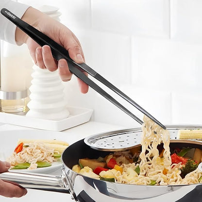 Seido 2-Piece Serving Tweezer Set 12-Inch – Professional Stainless Steel Kitchen Tongs with Fine Tip & Flat Tip, Non-Slip Grip, Heat-Resistant Precision Tools for Cooking, Plating & Garnishing
