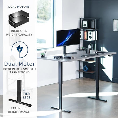 VIVO Electric 71 x 36 in Dual Motor Sit Stand Desk, Memory Height Adjustment, 2B Series, Dark Gray Top Black Frame, DESK-KIT-2B7G-36