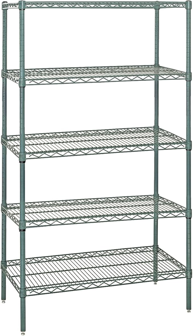Quantum Storage Systems WR74-1272P-5 Starter Kit Wire Shelves Green Epoxy 5 Shelves 74" H x 72" W x 12" D