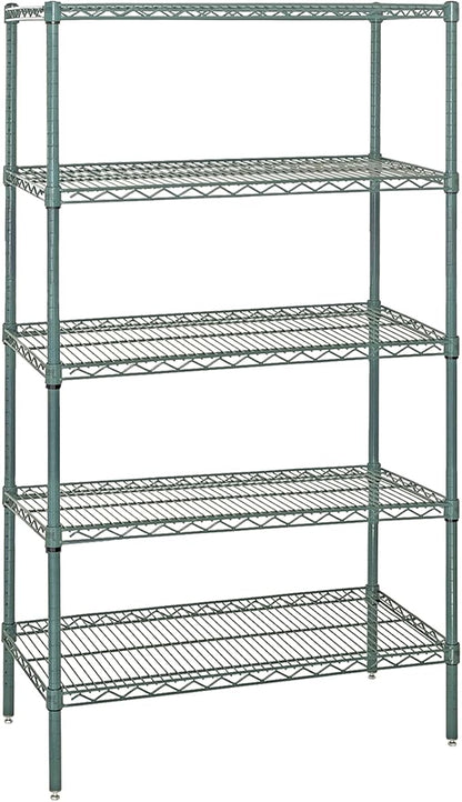 Quantum Storage Systems WR74-1272P-5 Starter Kit Wire Shelves Green Epoxy 5 Shelves 74" H x 72" W x 12" D