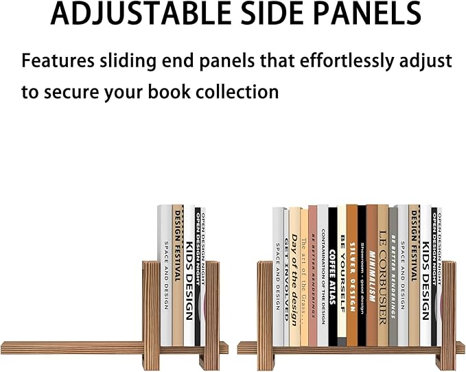 Adjustable Desktop Bookshelf Wooden Table Top Bookshelf Retro Mini Book Shelf Desk Organizer Magazine Files Letters Holder Rack, Easy Assembly No Tools or Nails Required, Tabletop Book Storage Rack