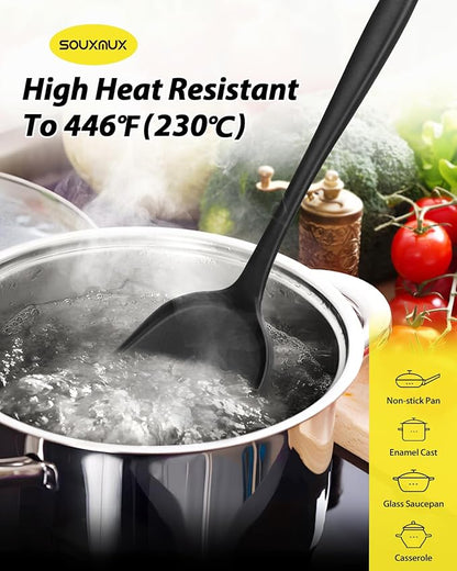 4 Pcs Silicone Kitchen Utensils Set, Wok Spatulas-Slotted Turner-Cooking Spoon-Slotted Spoon, Nonstick BPA Free High Heat Resistant Cooking Utensils for Frying, Mixing, Serving, Draining, Stirring