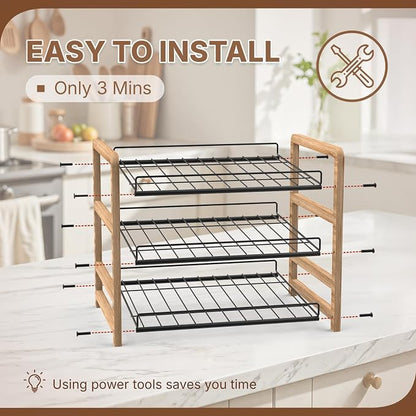 DGWJSU Can Organizer for Pantry 3-Tier, Can Storage Organizer Pantry, Soda Can Organizer, Holds up to 36 Cans Holders for Pantry, Cabinet, Countertop, Carbonized Brown
