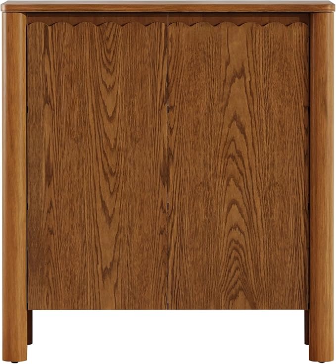 HMFULE 31.5" Sideboard Buffet Storage Cabinet, Solid Wood Retro Buffet Cabinet with Storage Adjustable Shelf & 2 Doors, Accent Cabinet for Hallway, Living Room, Dining Room, Kitchen (Light Brown)