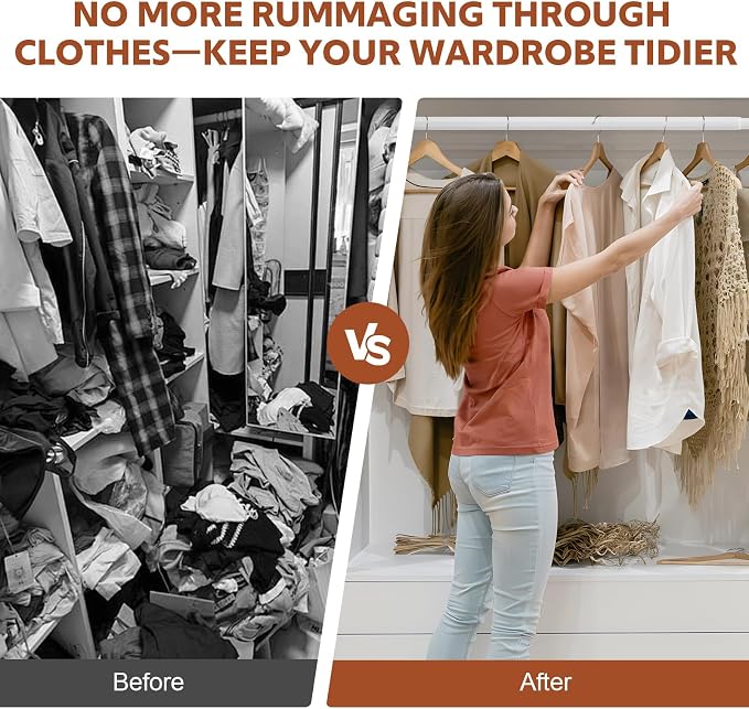 Closet Rods for Hanging Clothes, 17-70 Inch Stepless Adjustable Closet Rod, 1.3 Inch Heavy Duty Metal Clothes Hanging Rod, Expandable Closet Bar Hanger Rod for Closet Wardrobes Laundry RV White