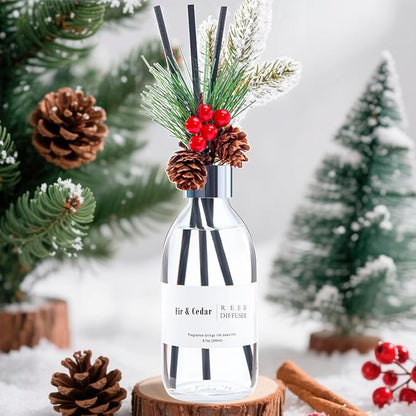 Clesh Reed Diffuser Set, 6.7 oz Cedar Scented Diffuser with Sticks, Home Fragrance Reed Diffuser for Bathroom Shelf Decor
