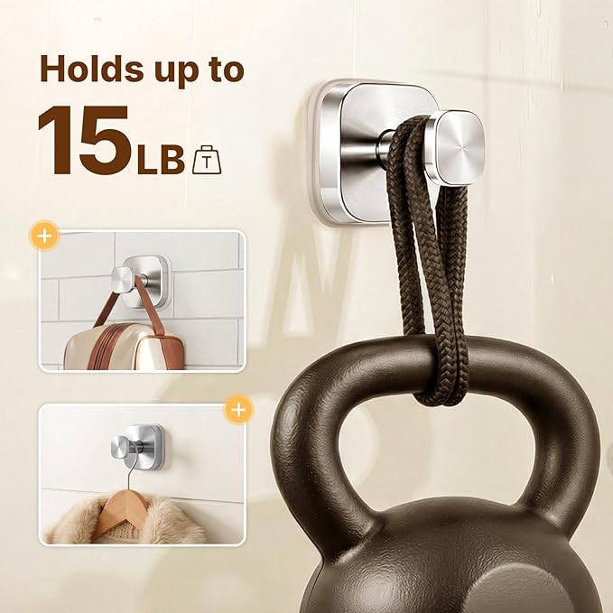 3 PCS Bathroom Hooks for Towels, Suction Cup Hooks for Shower, Door Hooks for Hanging Robe Loofah Removable Wall Hooks for Kitchen Glass Window Silver