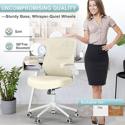 Office Chair, High Back Desk Chair Adjustable Height and Ergonomic Design Home Office Computer Chair Executive Lumbar Support Padded Flip-up Armrest