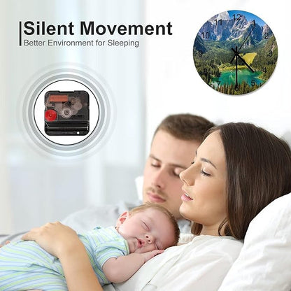 Scenic Nature Wall Clock Silent Non Ticking Battery Operated, Natural Mountain Lake Forest Landscape Woodland Scenery Clock Decorative for Bathroom Kitchen Bedroom Living Room(12 Inch)