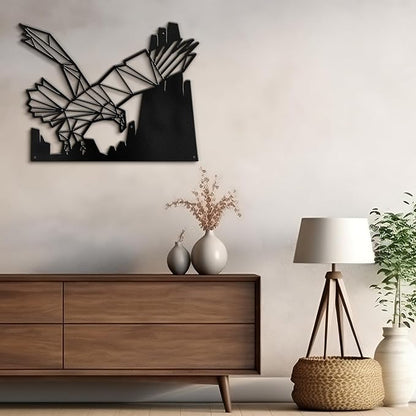SIGNLEADER Metal Wall Art Decor Eagle Preying Modern Abstract Wall Sculpture Hangings Home Decoration for Living Room, Bedroom, Bathroom, Kitchen, Outdoor - 18" Black