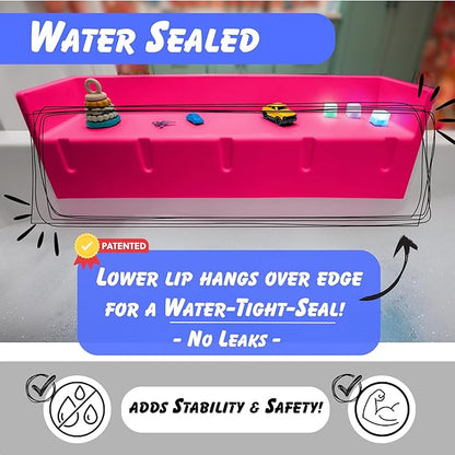 Tub Topper® Bathtub Splash Guard & Bath Shelf for Kids – Toddler Bath Tray, Bath Toys Storage & Ledge Organizer – Splash Guard for Bathtub with Suction Cups – Kids Bathroom Accessories (Pink)