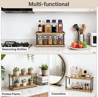 Mkono Coffee Station Organizer Wooden Mug Holder for Countertop Cup and Mug Shelf for Coffee Bar Accessories Rustic Matcha Stand 2 Tier Storage and Display Rack for Tea Cups Kitchen Office