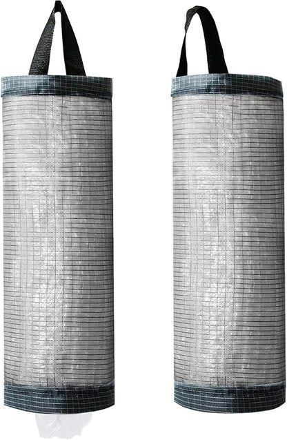 TOGETRUE Plastic Bag Holder, Mesh Grocery Bag Holder Hanging Storage Bag Dispenser (Dark Grey 2 Packs)