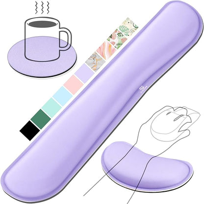 Gimars Upgrade Enlarge Gel Memory Foam Set Keyboard Wrist Rest Pad, Mouse Wrist Cushion Support for Office, Computer, Laptop, Mac, Comfortable, Lightweight for Easy Typing Pain Relief, Purple