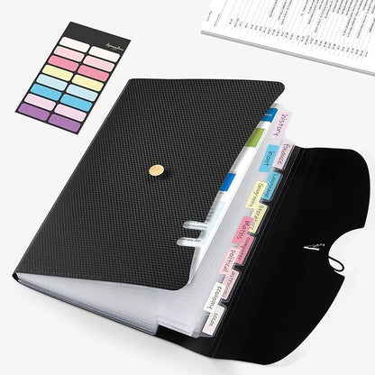 Sooez Expanding File Folder, 13 Pocket Accordion File Organizer, Monthly Expandable File Folder for Documents with Labels, Portable Bill Receipt Organizer for School Office Supplies, Letter A4 Size
