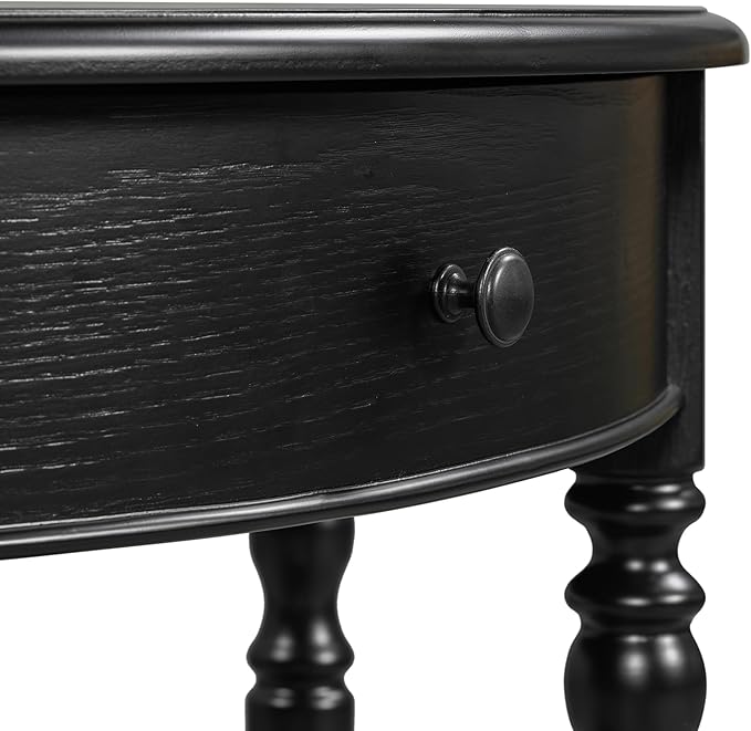 Amposei Small Curved Console Table 39-Inch Retro Farmhouse Wood Entry Sofa Table with Drawer & Storage Shelf for Living Room Hallway Entryway Furniture, Natural, Black