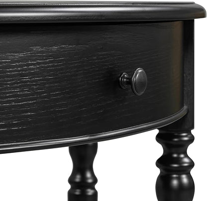 Amposei Small Curved Console Table 39-Inch Retro Farmhouse Wood Entry Sofa Table with Drawer & Storage Shelf for Living Room Hallway Entryway Furniture, Natural, Black
