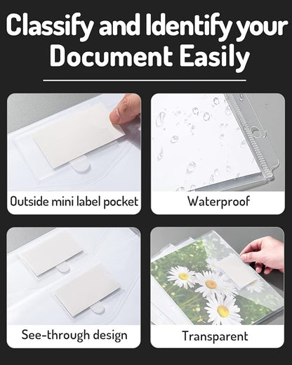 Forvencer Binder Pocket, 24 Pack Super Heavyweight Poly Binder Pocket with Tight Closure, Binder Folders Side Loading, 3 Ring Binder Pocket, Binder Dividers with Pockets, Letter Size, Clear