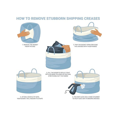 OrganiHaus Large Woven Storage Basket for Blankets and Toys 20" x 13" Inch, Rope Laundry Basket with Handles, Cushions & Pillows Storage Bin, Nursery Hamper, Soft Round Dog Toy Bin - Brown/Off-White