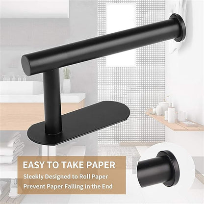 JOPOFI Toilet Paper Holder - Self Adhesive Toilet Paper Holder Wall Mount for Bathroom, Command Strip Stainless Steel Toilet Paper Roll Holder Stick On Wall, No Drilling - Matte Black