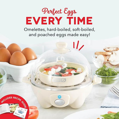 Dash Rapid Egg Cooker - Boiler, Poacher & Steamer - Includes Measuring & Recipe Guide - Dishwasher Safe - BPA Free - Holds 7 Eggs, Cream