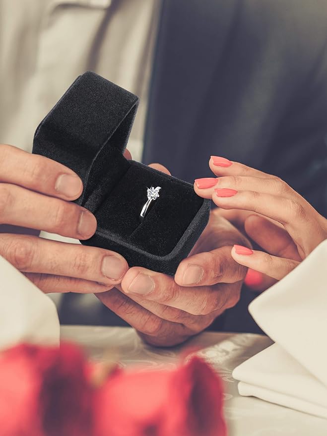 Zhanmai 12 Pcs Christmas Velvet Ring Box Jewelry Box Earring Jewelry Case Gift Boxes for Xmas Women Wedding Engagement Birthday Anniversary Valentines Day 2.12 x 1.77 x 2 Inch(Black)