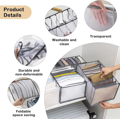TIGARI Wardrobe Clothes Organizer, Drawer Organizer for Clothing, Closet Organizers and Storage, Drawer Dividers for Clothes, Mesh Separation Box for Thin Jeans, Trousers, T-shirts, Skirts