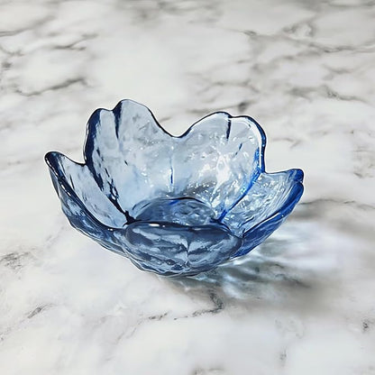 Blue Crystal Flower Jewelry Ring Dish, Clear Trinket Bowl, Cute Nightstand Decor Ring Holder for Women, Home Decor Gifts for Women, Wedding, Birthday, Mother's Day