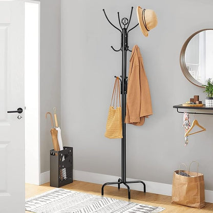 Tangkula Coat Rack Freestanding, 78 Inch Heavy Duty Metal Coat Tree, Free Standing Entryway Hat Coat Jacket Umbrella Holder, Clothes Hanger with Base Coat Rack Stand Black