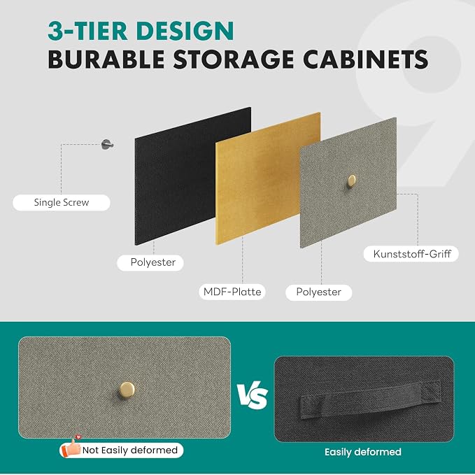 OLIXIS 9 Drawer Storage Dresser with Wood Top - Wide Fabric Chest Organizer for Bedroom, Closet, Living Room,Tower Cabinet, TV Stand, Hallway Entryway Furniture,Dark Green