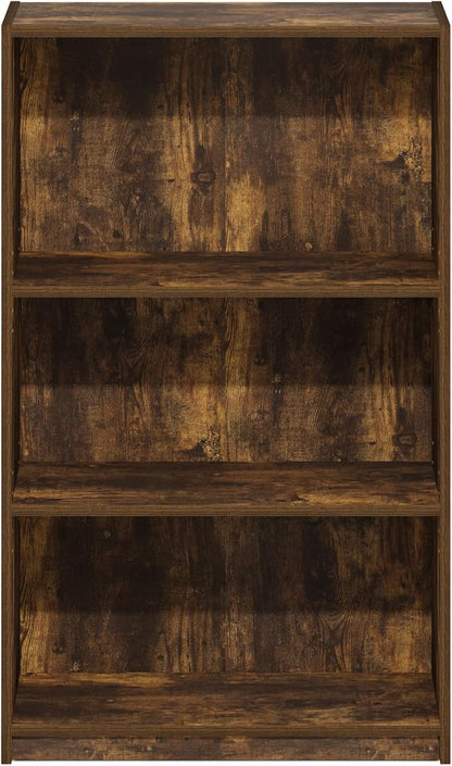 Furinno JAYA Book Shelf, 3-Tier Bookshelf, Bookcase with Adjustable Shelves, 9.5 x 24.5 x 40.3, for Living Room, Bedroom, Home Office, Amber Pine