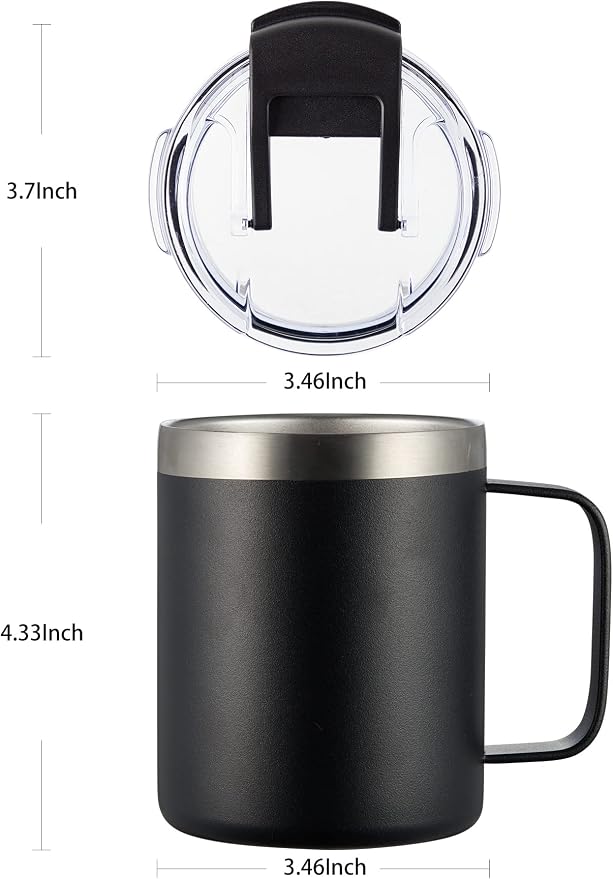 12oz Insulated Coffee Mug Cup with Handle, Stainless Steel Travel Coffee Mug with Flip Lid, Double Wall Vacuum Coffee Tumbler,Lavender