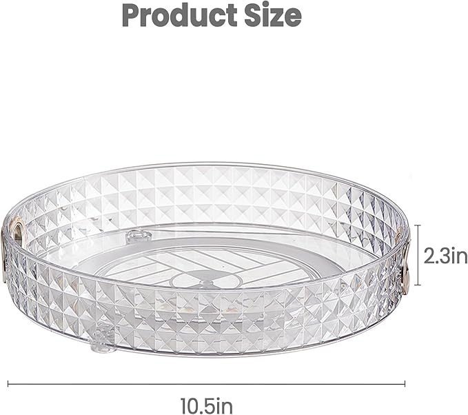 360 Rotating Makeup Organizer for Vanity, 1 Tier Diamond Pattern Perfume Stand, Large Capacity Skin Care Lotion Cosmetic Organizer, Bathroom Countertop Organizer, Makeup Holder, Clear