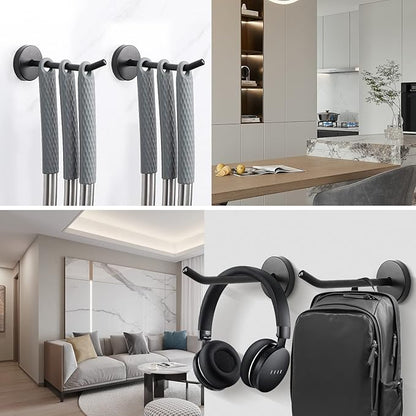 NearMoon Coat Hooks, Wall Mount Hooks for Hanging Hat Hurse Robe, 304 Stainless Steel Heavy Duty Towel Hangers for Bathroom Livingroom Hotel Kitchen Garage, 6 Pack (4 Inch, Matte Black)