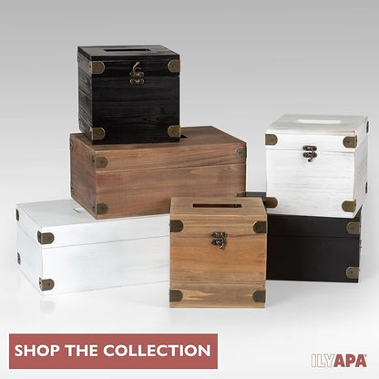 Ilyapa 5 x 6 Rustic Tissue Box Holder - Hinged Lid Tissue Dispenser for Bathroom Living Room Bedroom - Black Weathered Wood