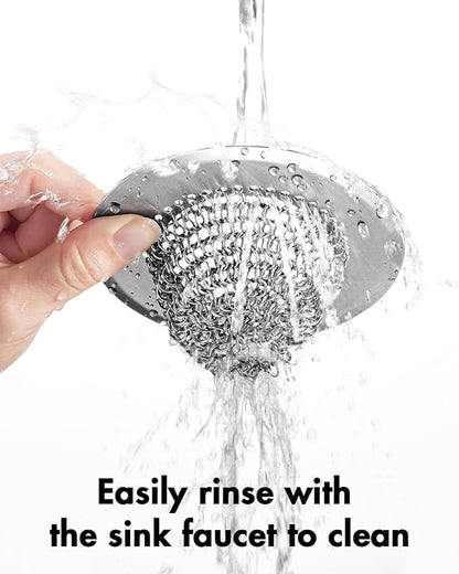 Revolutionary Kitchen Sink Drain Strainer/Patented Reversible Chain Mesh, Effortless Cleaning & Debris Catcher, Large Capacity, Anti-Clog, 304 Stainless Steel & Rust-Proof/Handmade