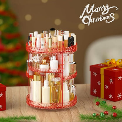 360 Rotating Makeup Organizer, DIY Adjustable Cosmetics Organizer[Patented Product], Professional Acrylic Make Up Caddy Shelf Storage Perfume, Lipsticks, Makeup Brushes or Accessories (Pink)