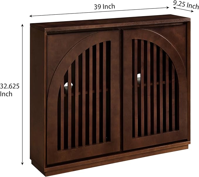 LKTART Arch Doors Sideboard Buffet Storage Cabinet,Mid Century Modern Storage Cabinet with Shelves,Wood Coffee Bar for Living Room, Kitchen, Hallway-Dark Walnut