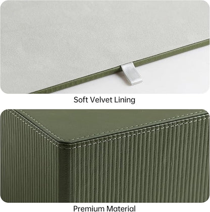 Tissue Box Cover Square with Magnetic Closure, PU Leather Tissue Box Holder for Bathroom NightStands Livingroom, Decorative Modern Square Tissue Holder (Green)