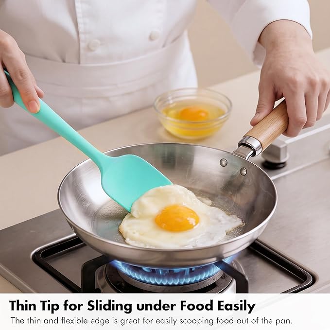2 Pieces Silicone Spatula Set: Ironberry 600ºF Heat Resistant Food Grade Cooking & Baking Utensils, Kitchen Flexible Nonstick Rubber Scraper for Scraping, Mixing, Scrambling, Flipping (Aqua Sky)
