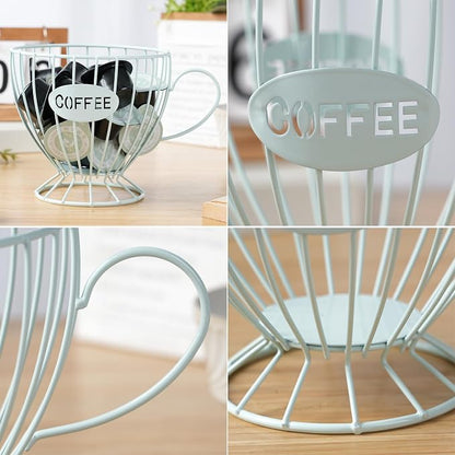 H&W 2PCS Coffee Pod Holder & Capsule Basket, Metal Coffee Bar Organizer for Kitchen Dinning Room Office Home Cafe Hotel (Blue)