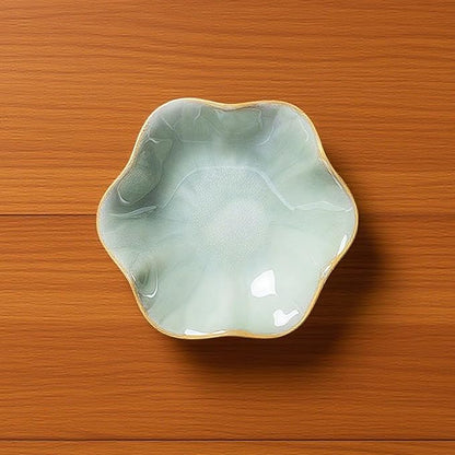 2Pcs Ceramic Jewelry Dish - Lotus Leaf Shape, for Ring Holder Necklace Small Key, Suitable for Mother Friend Sister, Gifts for Women, Cute Plate Trinket Tray, Home Decor (Green & Blue)