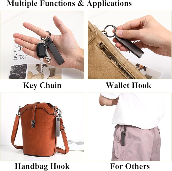 Purse Hook for Table Desk Folding Handbag Holder Mobile Phone Stand Holder for Women Men (New Upgrade-Black)