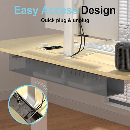 Electric Standing Desk With Cable Management Tray,48x24 Inch Adjustable Height Sit Stand Desk,With Memory Presets & Anti-Collision Computer Desk,For Office,Home,Light Wood Top&White Frame