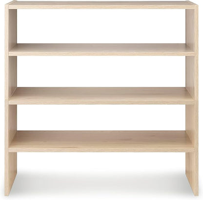 Whitmor Wood Stackable 2-Shelf Shoe Rack, White Oak, 24 inches