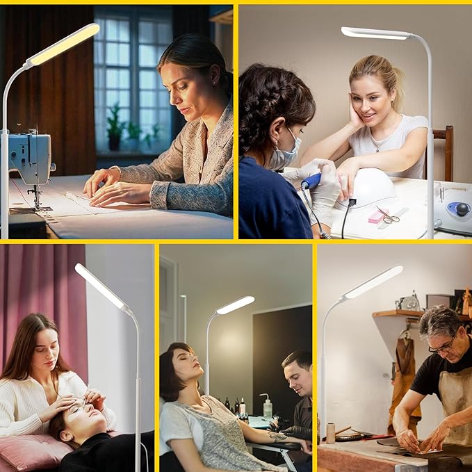 LED Floor Lamp, 18W Super Bright Floor Lamp for Living Room, Adjustable Stepless Colors & Brightness Standing Lamp, Eye Caring Reading Light with Remote (White)