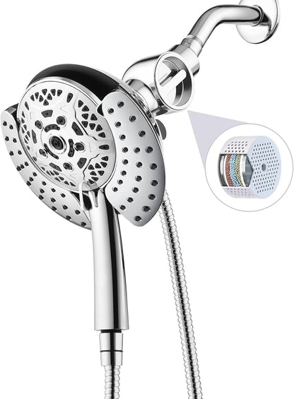 INAVAMZ Shower Head with Handheld High Pressure: Hand Held Shower Head & Rain Shower Head 2-IN-1 Shower Head with 59" Rotatable Stainless Steel Hose, Shower Trim Systems, Sliver 2.5 GPM 15391 Filter