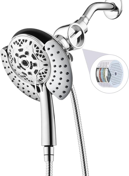 INAVAMZ Shower Head with Handheld High Pressure: Hand Held Shower Head & Rain Shower Head 2-IN-1 Shower Head with 59" Rotatable Stainless Steel Hose, Shower Trim Systems, Sliver 2.5 GPM 15391 Filter