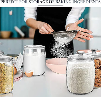 Folinstall Wide Mouth Apothecary Jar with Lid, 0.5 Gallon Glass Jar for Kitchen Storage and Laundry Room Organization, 72 oz Clear Glass Container for Cookie, Candy, Sugar, Flour, Nuts