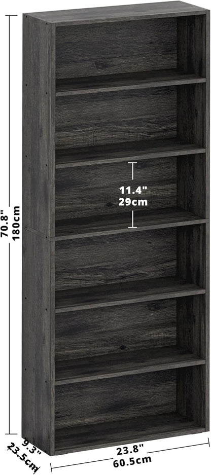 IRONCK Bookshelves and Bookcases Floor Standing 6 Tiers Display Storage Shelves 70 in Tall Bookcase Home Decor Furniture for Home Office, Living Room, Bed Room